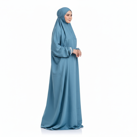 Crepe Solid Abaya With Hijab