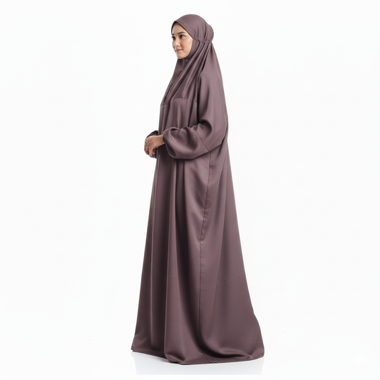 Crepe Solid Abaya With Hijab