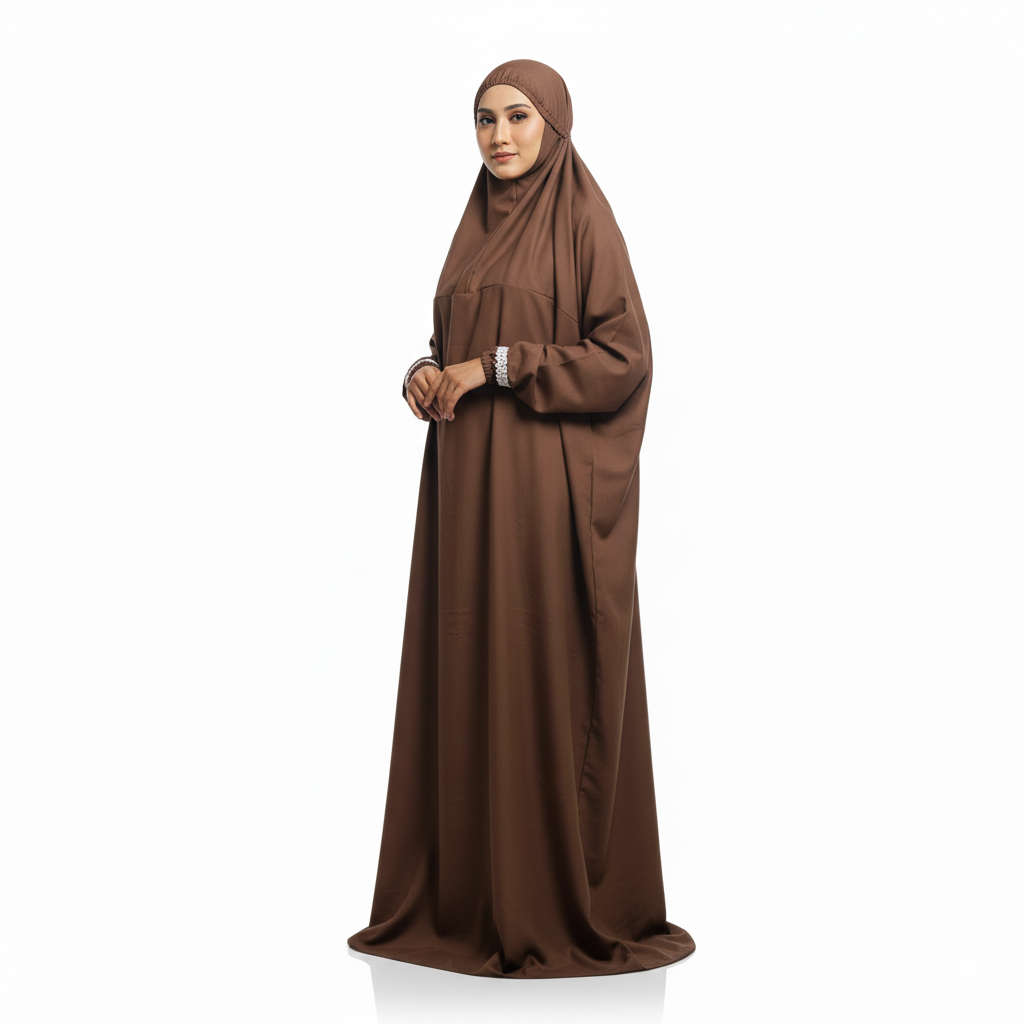 Crepe Solid Abaya With Hijab