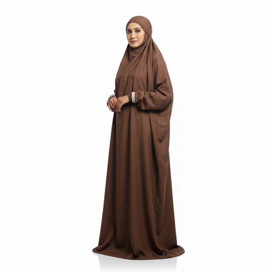 Crepe Solid Abaya With Hijab