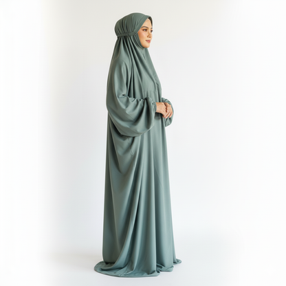 Crepe Solid Abaya With Hijab