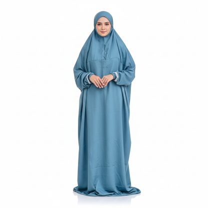 Crepe Solid Abaya With Hijab