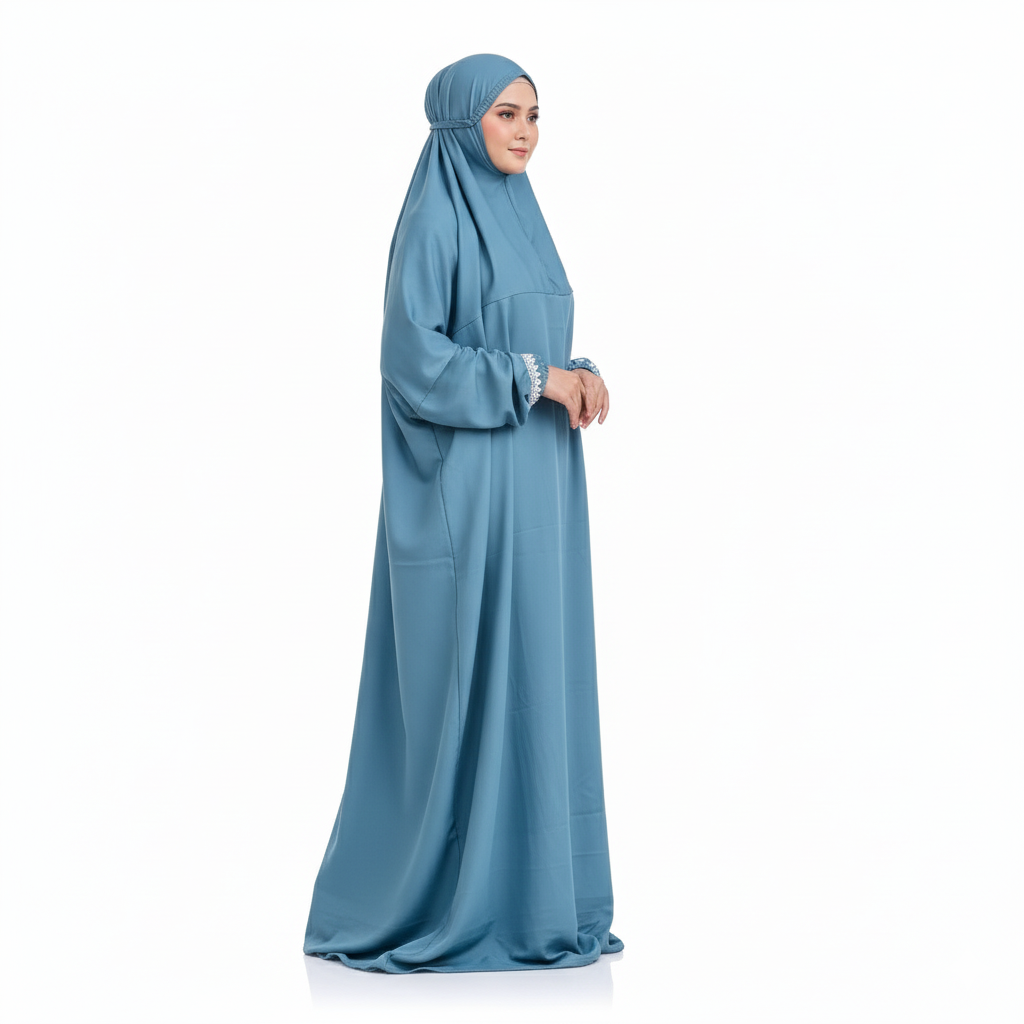 Crepe Solid Abaya With Hijab