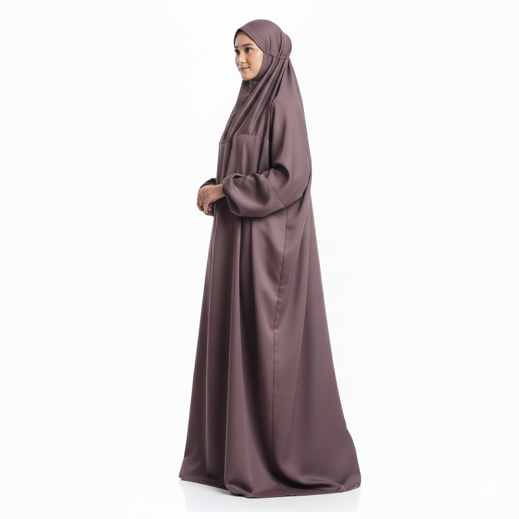 Crepe Solid Abaya With Hijab