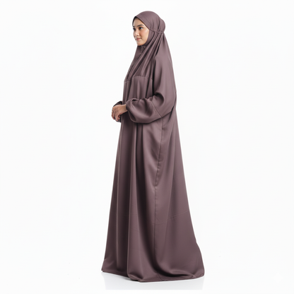 Crepe Solid Abaya With Hijab