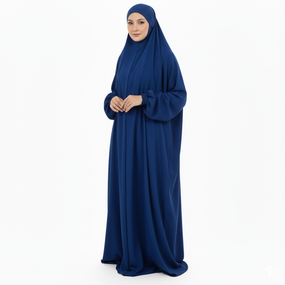 Crepe Solid Abaya With Hijab