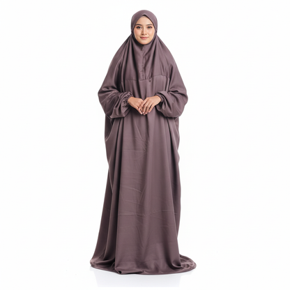 Crepe Solid Abaya With Hijab