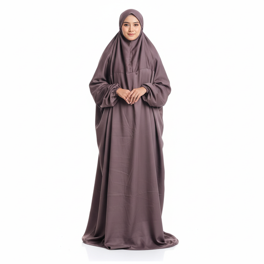Crepe Solid Abaya With Hijab