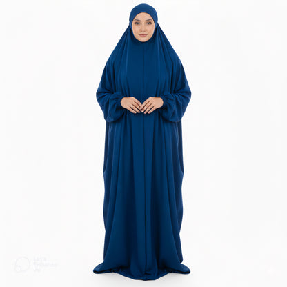 Crepe Solid Abaya With Hijab