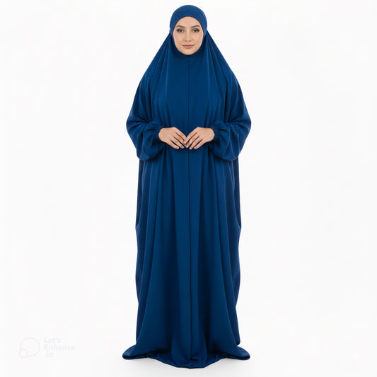 Crepe Solid Abaya With Hijab